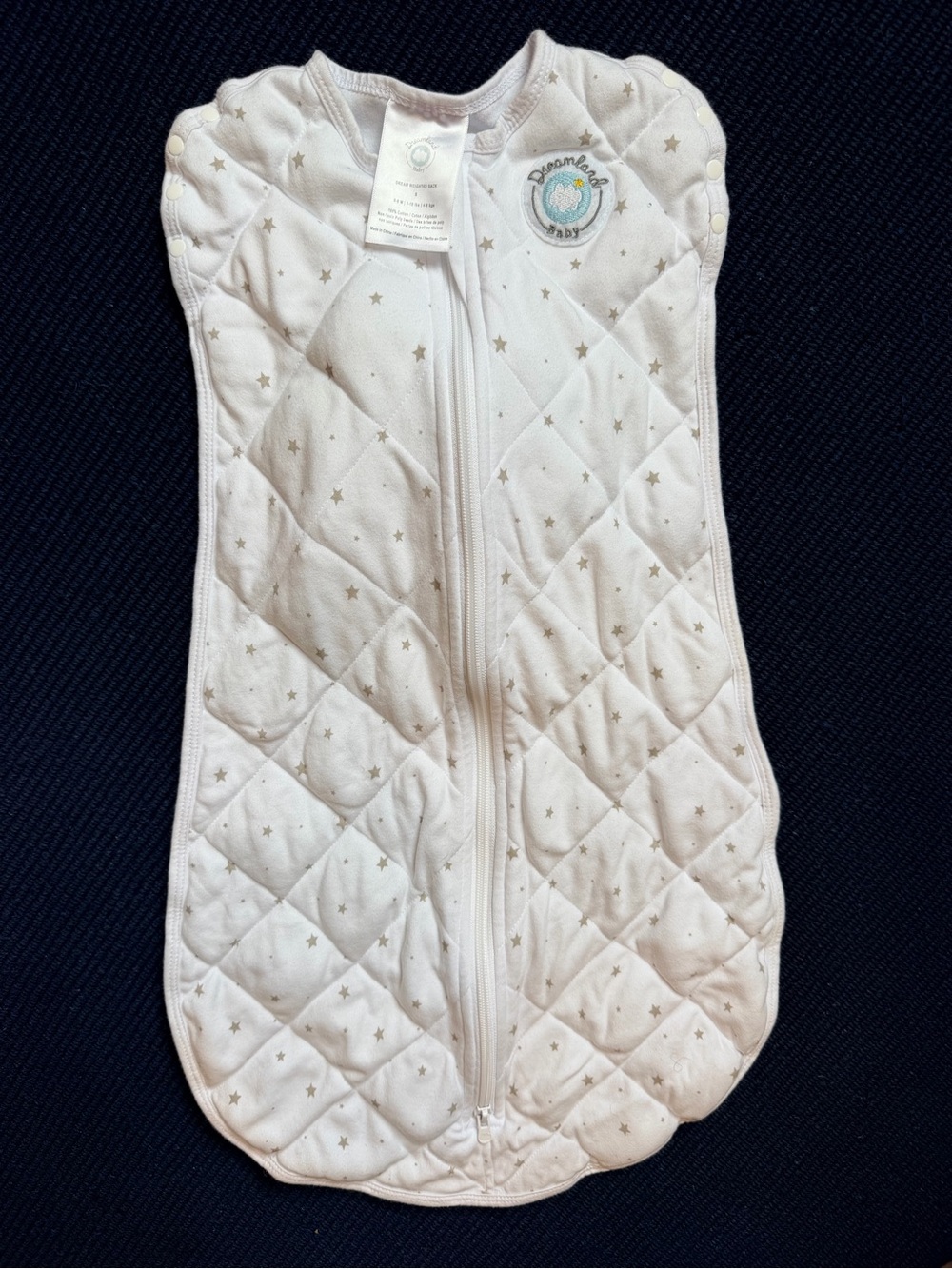 Dreamland Baby Weighted & Quilted White Star Sleep Sack 0-6 months
